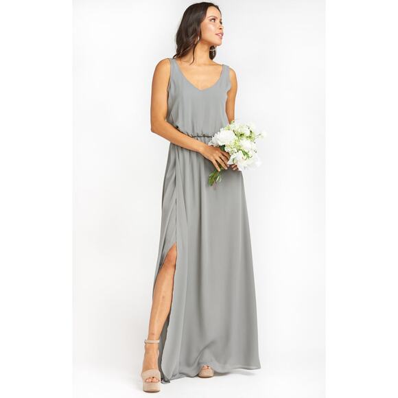 Show Me Your Mumu Kendall Maxi Dress Soft Charcoal Crisp S NWT - Picture 2 of 7